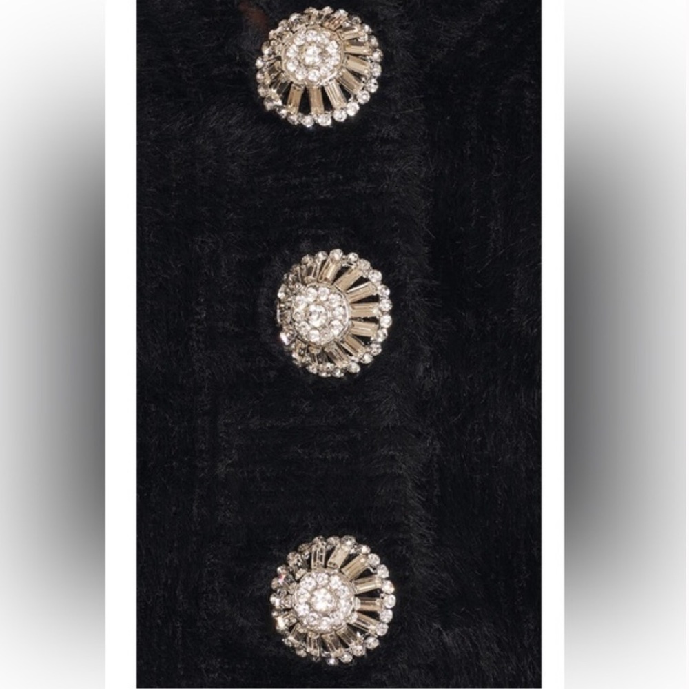 Revolve NBD Grace Fuzzy Cardigan Skirt Set Black - Picture 10 of 11